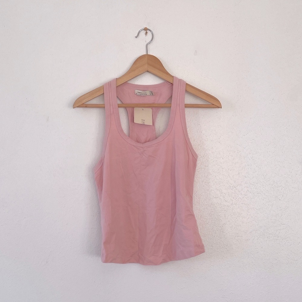 Zara Tank Top Crop Tee Pink Athleisure Running Athletic Tops